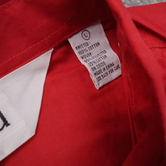 VTG 80s 90s Award Deadstock Large Red White Striped Short Sleeve Collared Shirt - Picture 5 of 9